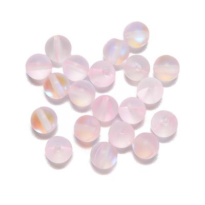Light Pink Frosted Synthetic Opal Rounds, Approx 6mm, 20pcs