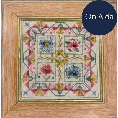 Cross Stitch Guild March Floral Tile on Aida