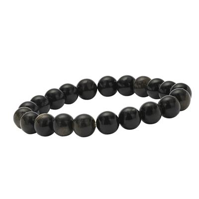 70cts Golden Obsidian Smooth Round Approx 8mm Stretchable Bracelet 17cm