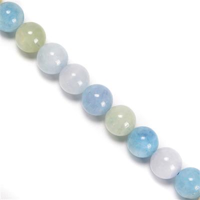 245 cts Multi-colour Aquamarine Plain Rounds Approx 10mm,38cm Strand
