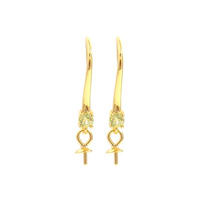 Gold 925 Sterling Silver Drop Earrings with Peg and Peridot 