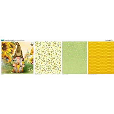 Debbi Moore Designs Yellow Gardening Gnomes Cushion Fabric Panel(140cm x 45cm)
