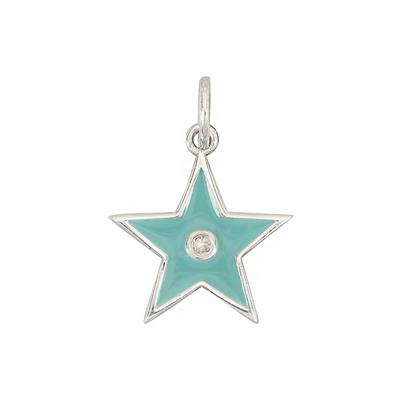Sterling Silver Blue Star Shape Pendant With (0.02cts Diamond Approx 1.5mm)