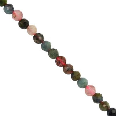 13cts Multicolor Tourmaline Faceted Round Approx 3mm, 30cm Strand
