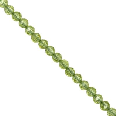 23.67cts Peridot Faceted Round Approx 2 to 3m, 35cm Strand 