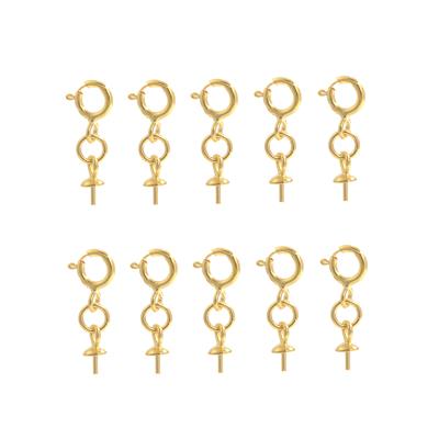 Gold 925 Sterling Silver Peg with Clasp, 10pcs