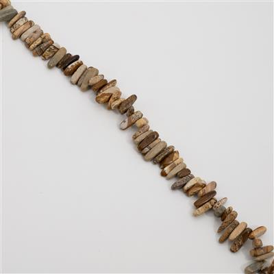 410cts Picture Jasper Long Chips, Approx 4x12 - 5x20mm, 38cm Strand