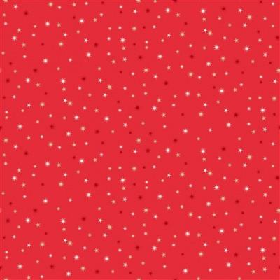 Makower Scandi Christmas Stars Cream on Red 0.5m 