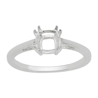 925 Sterling Silver Double Claw Ring Mount (To Fit 6x6mm Cushion Gemstone)
