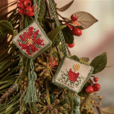 Cross Stitch Guild Christmas Trimmings Duo Poinsettia and Candle