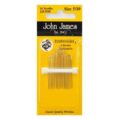 John James Pack of 16 Embroidery Needles Sizes 5/10