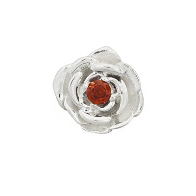 Gemstone Garden By Natalie Patten: 925 Sterling Silver Carnation Bead, Approx 12mm with Red Garnet - January