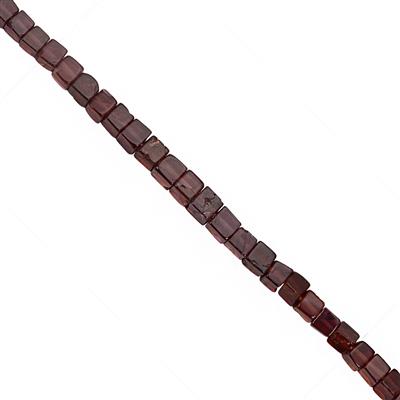 75cts Garnet Plain Cube Approx 2 to 4mm, 38cm Strand