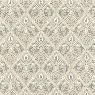William Morris Mineral Grey Diamond Floral Fabric 0.5m