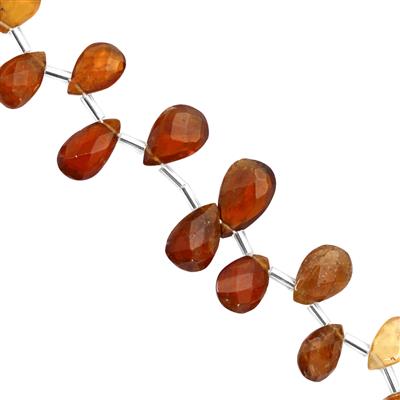 75cts Hessonite Garnet Faceted Pear Approx 7x4 to 13x9mm, 27cm Strand With Spacers