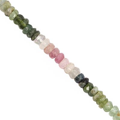 35cts Multi-Colour Tourmaline Faceted Rondelle Approx 3.5x1mm to 4.5x2.5mm, 20cm Gemstone Strands 