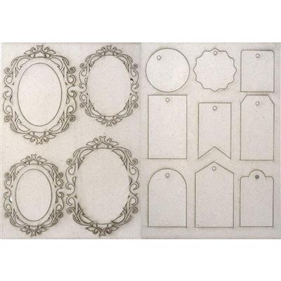 Creative Expressions Grey Board Pop-Ems - Set of 2 - Ornate Frames & Assorted Tags