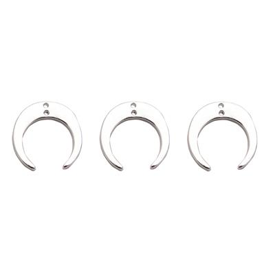 Silver Plated Base Metal Crescent Rings, Approx 18mm (3pcs)