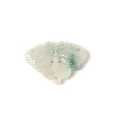 18cts Type A  Green Jadeite Double Side Butterfly, Approx 35x24mm, 1pc