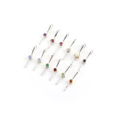 Birthstone Bails - 925 Sterling Silver Multicoloured Bails with Pegs 