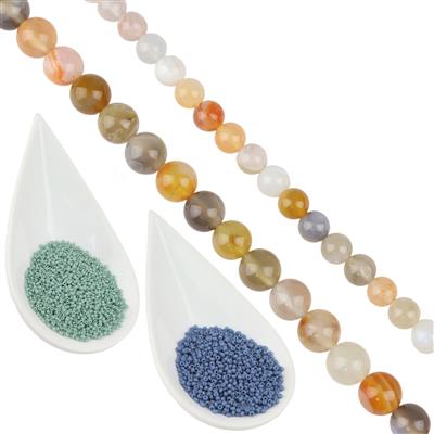 Botswana Agate Sea Shore Seed Bead Project With Instructions By Linda Brumwell