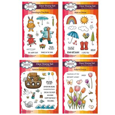 Creative Expressions Jane's Doodles Rain or Shine Collection - Set of 4 stamp Sets - 63 Stamps