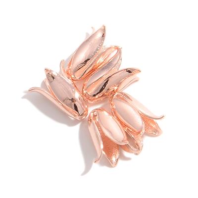 Rose Gold 925 Sterling Silver Flower Cone Bead Caps, 5pcs