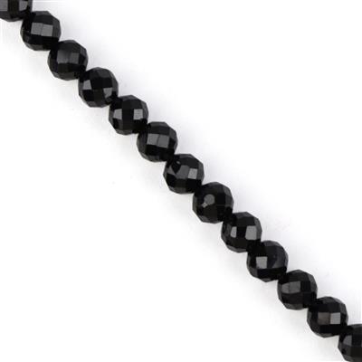 335cts Burmese Black Spinel Faceted Rounds Approx 6mm, 1 metre Strand