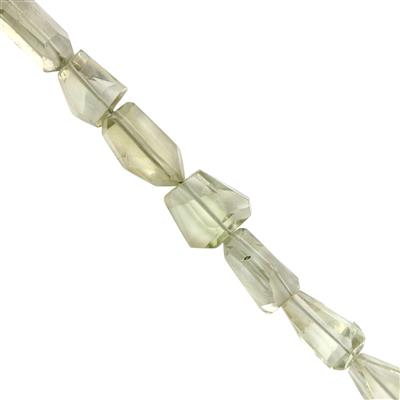 75cts Green Amethyst Faceted Tumble Approx 10 x 8 to 16 x 8mm 16cm Strands 
