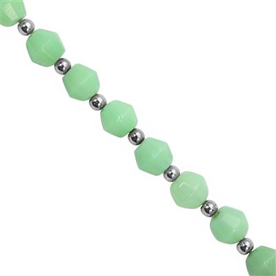 37cts Chrysoprase Faceted Bicone Approx 5x6 to 6x7mm 20cm Strands With Hematite Spacers
