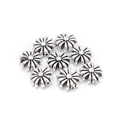 925 Sterling Silver Daisy Flower Spacer Beads, Approx 3x7mm (8pcs)