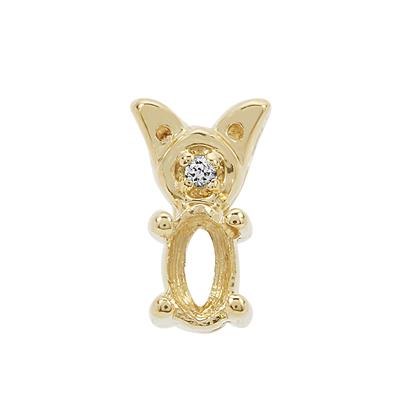 Gold Plated 925 Sterling Silver Oval Pendant Mount (To fit 5x3mm Gemstone) Inc. 0.02cts White Zircon Brilliant Cut Round 1.25mm- 1pcs