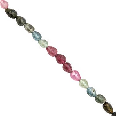 25cts Multi-Colour Tourmaline Faceted Drop Approx 4x3.5 to 7x5mm, 19cm Strand