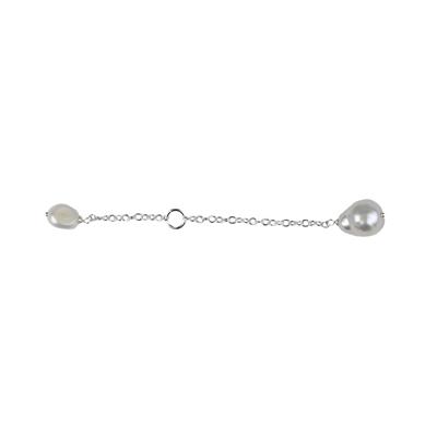 925 Sterling Silver Double Pearl Charm, Approx 35mm Drop