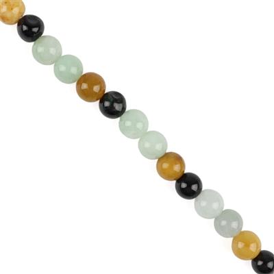 40cts Multicolor Jadeite Plain rounds Approx 7mm, 10cm Strand