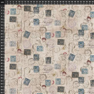 Tim Holtz Eclectic Elements Embark Correspondence Multi Canvas Fabric 0.5m