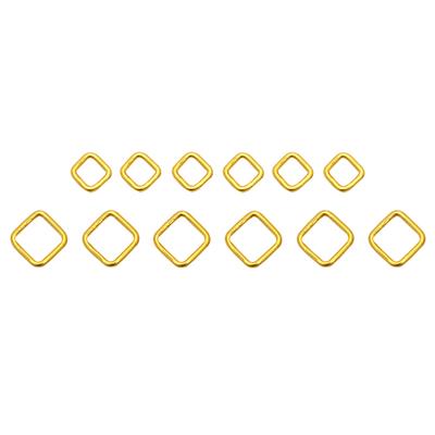 Gold Plated 925 Sterling Silver closed Square Jump Rings, Approx 10mm and 7mm (pack of 12)