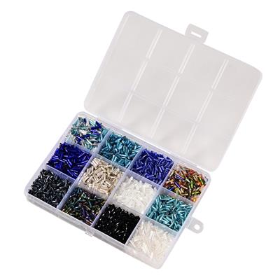 Blue Tones Twisted Bugle Beads, Approx 2x6mm, 12 colours With Downloadable Instructions By Alison Tarry