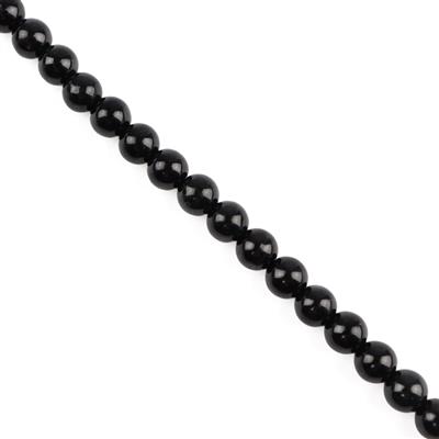 110cts Type A Black Jadeite Plain Rounds, Approx 6mm, 38cm Strand