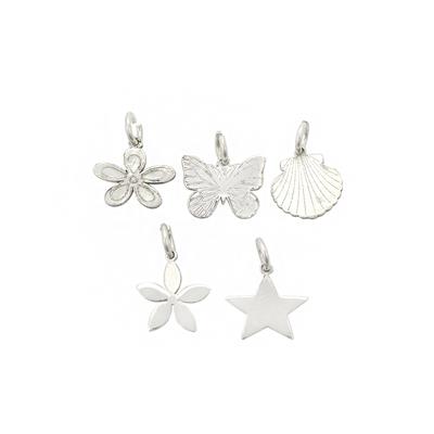 925 Sterling Silver Charms, Approx 10mm, (Pack of 5)