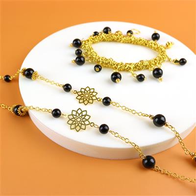 Gold Plated 925 Sterling Silver, Type A Black Jadeite Project With Instructions By Debbie Kershaw 