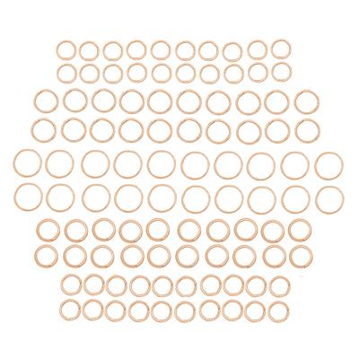 Rose Gold Colour Base Metal Textured Jump Rings, Pack of 100pcs (16mm, 18mm, 19mm, 22mm & 25mm)