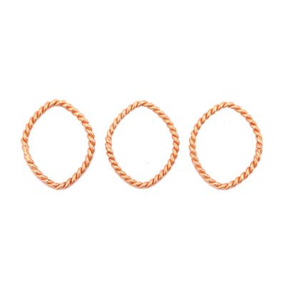Rose Gold 925 Sterling Silver Twisted Marquise Shape Jump Ring Approx 12x15mm, 3pcs