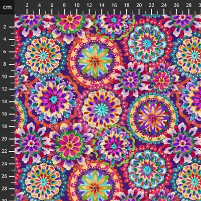 Petra Collection Medallions Rainbow Fabric 0.5m