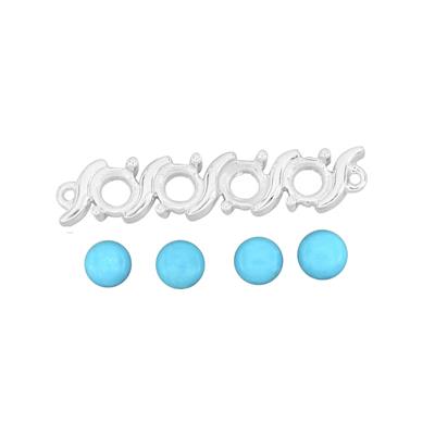 ‘S’ Setting Connector with 4pcs, 1.75cts Sleeping Beauty Turquoise Approx 5mm 