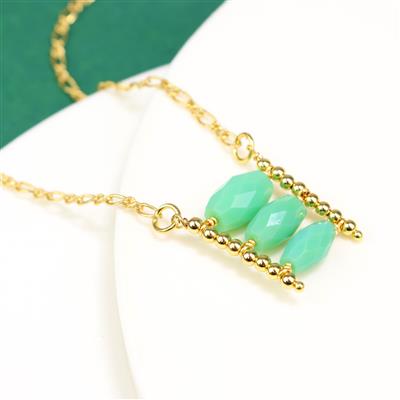 Mint Lust - Chrysoprase Faceted Drums 9x6 to 13x8mm, 11cm Strand & Gold Plated 925 Sterling Silver Spacer Beads 3mm, 20pcs