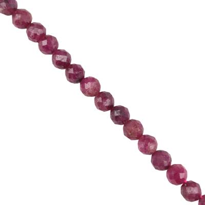 45cts Ruby Faceted Rounds, Approx 4mm, 38cm Strand
