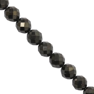 68cts Black Jet Faceted Round Approx 10mm 20cm Strands 