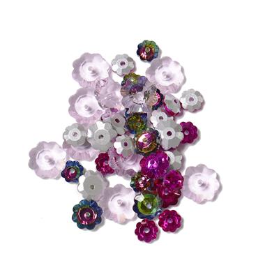 Pink and Bicolour Flower Beads, 6mm, 8mm and 10mm, 40pcs 