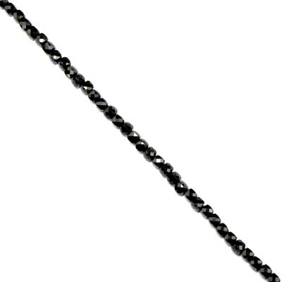 65cts Black Spinel Faceted Cubes, Approx 4mm, 38cm strand	